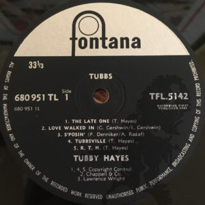 Tubby Hayes - Tubbs Fontana label